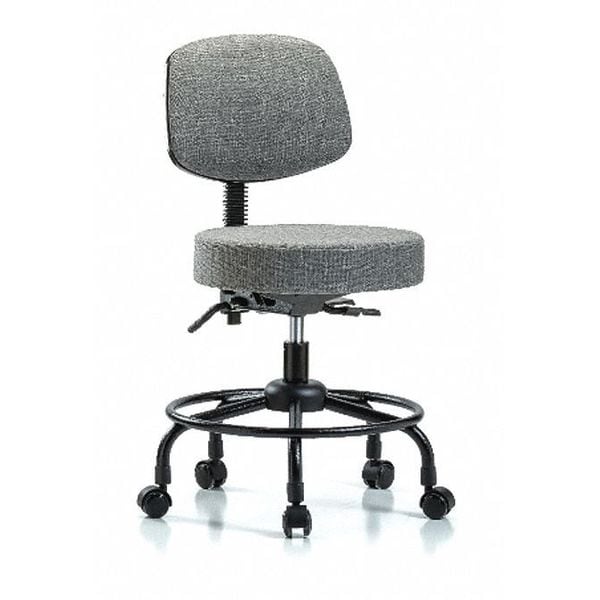Blue Ridge Ergonomics Desk Stool, Fabric, Bk, RT, Casters, Gry - BR-FDHST-RT-T0-RC-F44