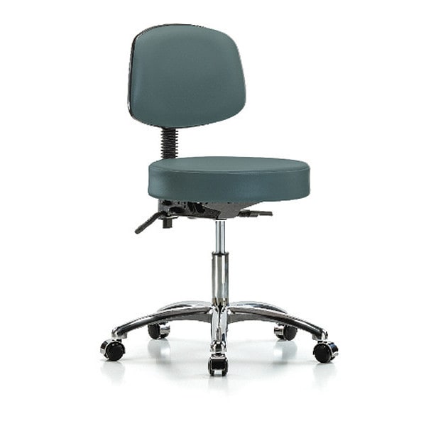 Blue Ridge Ergonomics Desk Stool, Vin, Bk Chrome, Tilt, Cast, Blu - BR-VDHST-CR-T1-CC-8546