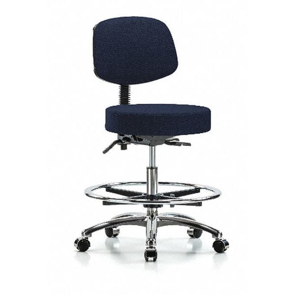 Blue Ridge Ergonomics Bench Stool, Med, Fab, Bk Chrm, CF, CastNav - BR-FMBST-CR-T0-CF-CC-F45