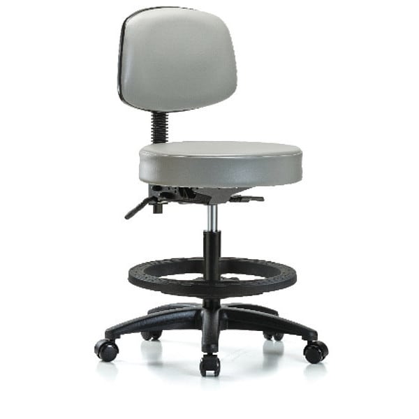 Blue Ridge Ergonomics Bench Stool, Med, Vin, Bk, BF, Casters, Dov - BR-VMBST-RG-T0-BF-RC-8567