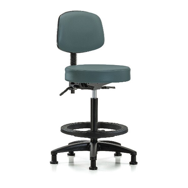 Blue Ridge Ergonomics Bench Stool, Hi, Vinl, Bk, Tilt, BF, Gld, Blu - BR-VHBST-RG-T1-BF-RG-8546