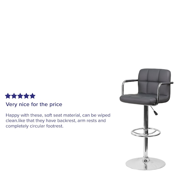 Flash Furniture Gray Quilted Vinyl Barstool, PK2 - 2-CH-102029-GY-GG