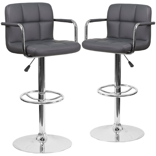 Flash Furniture Gray Quilted Vinyl Barstool, PK2 - 2-CH-102029-GY-GG