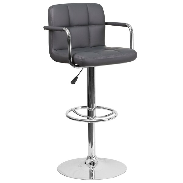 Flash Furniture Gray Quilted Vinyl Barstool, PK2 - 2-CH-102029-GY-GG