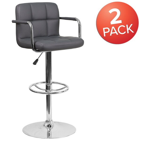 Flash Furniture Gray Quilted Vinyl Barstool, PK2 - 2-CH-102029-GY-GG