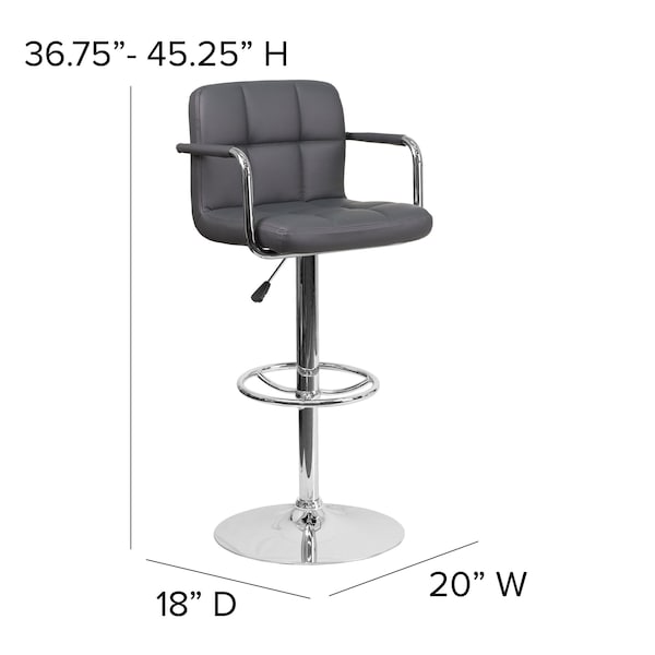 Flash Furniture Gray Quilted Vinyl Barstool, PK2 - 2-CH-102029-GY-GG