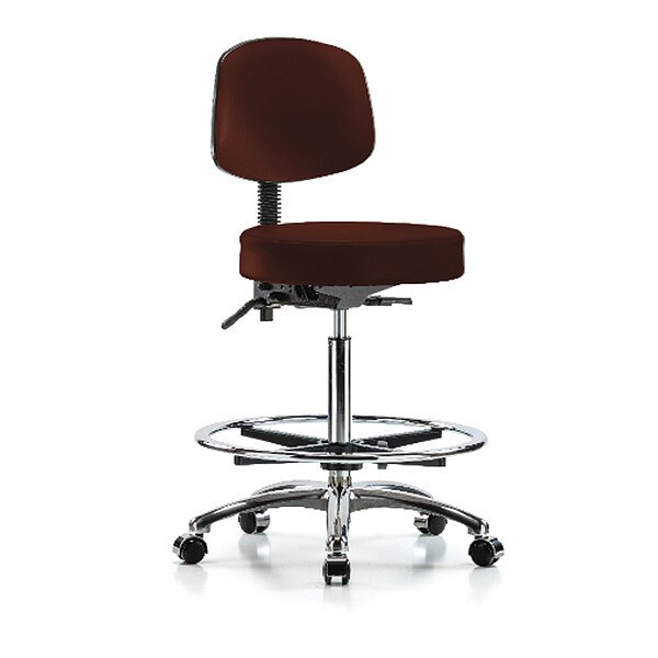 Blue Ridge Ergonomics Bench Stool, Hi, Vin, Bk, Chrom, CF, Cast, Burg - BR-VHBST-CR-T0-CF-CC-8569