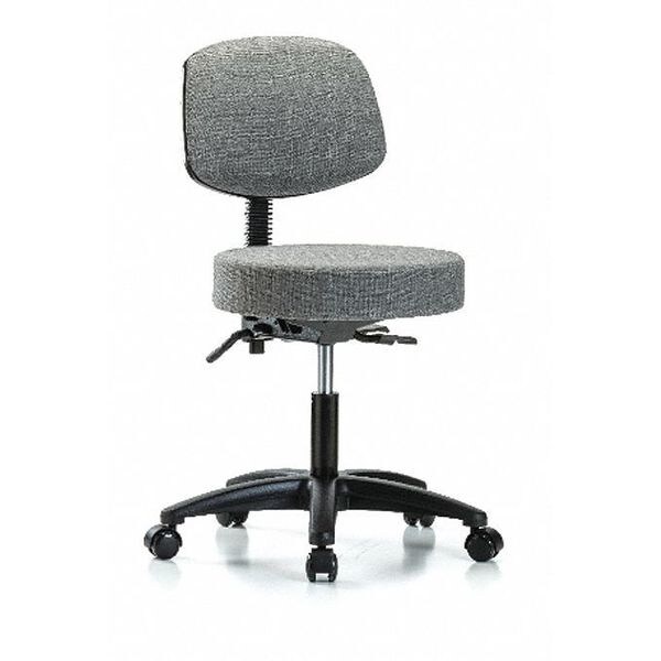 Blue Ridge Ergonomics Desk Stool, Fabric, Bk, Tilt Casters, Gry - BR-FDHST-RG-T1-RC-F44