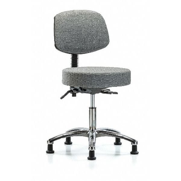 Blue Ridge Ergonomics Desk Stool, Fabric, Bk Chrm, Tilt, Glids, Gry - BR-FDHST-CR-T1-RG-F44