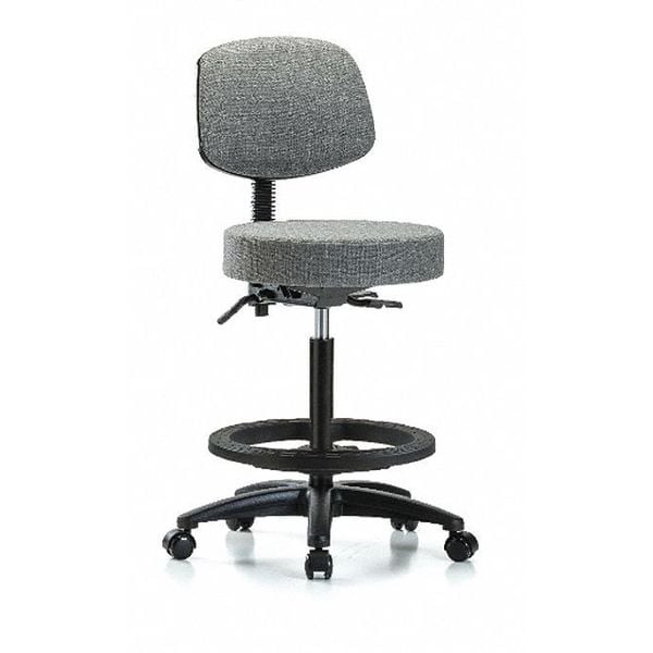Blue Ridge Ergonomics Bench Stool, Hi, Fab, Bk, Tilt, BF, Cast, Gry - BR-FHBST-RG-T1-BF-RC-F44