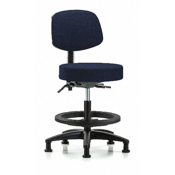 Blue Ridge Ergonomics Bench Stool, Med, Fab, Bk, BF, Glides, Nav - BR-FMBST-RG-T0-BF-RG-F45