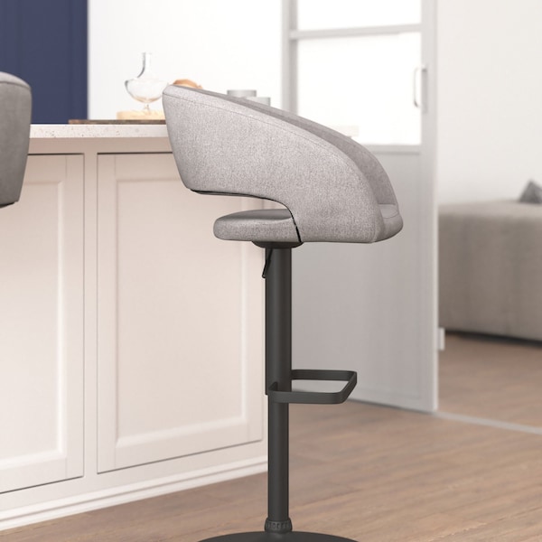 Flash Furniture Gray Fabric Adjustable Height Barstool - CH-122070-GYFABBK-GG