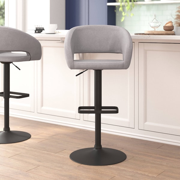 Flash Furniture Gray Fabric Adjustable Height Barstool - CH-122070-GYFABBK-GG