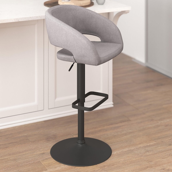 Flash Furniture Gray Fabric Adjustable Height Barstool - CH-122070-GYFABBK-GG