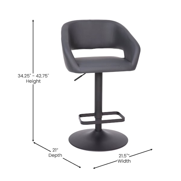 Flash Furniture Gray Fabric Adjustable Height Barstool - CH-122070-GYFABBK-GG