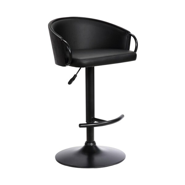 Seatsolutions Montego Adjustable Black Faux Leather Black Powder Coated Finish Swivel Barstool - SE2522321