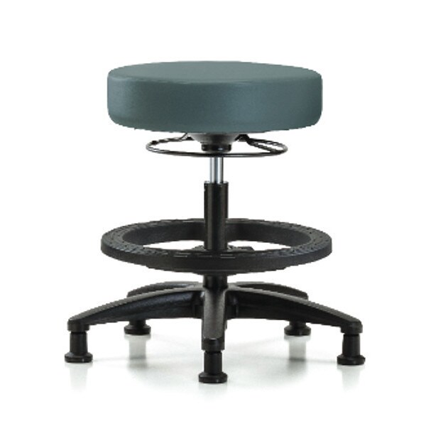 Zoro Select Bench Stool, Med, Vinyl, BF, Glides, Blu - BR-VMBSO-RG-BF-RG-8546