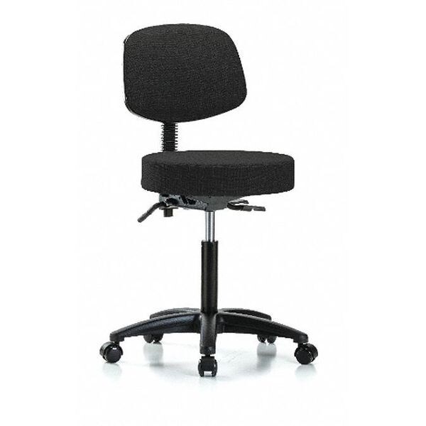 Blue Ridge Ergonomics Bench Stool, Med, Fab, Bk, Tilt, Cast, Blk - BR-FMBST-RG-T1-NF-RC-F42