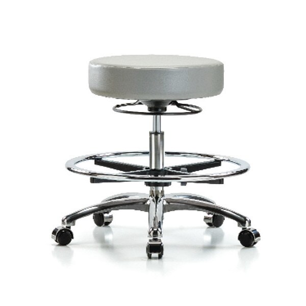 Blue Ridge Ergonomics Bench Stool, Med, Vinyl, Chrm, CF, Cstrs, Dov - BR-VMBSO-CR-CF-CC-8567