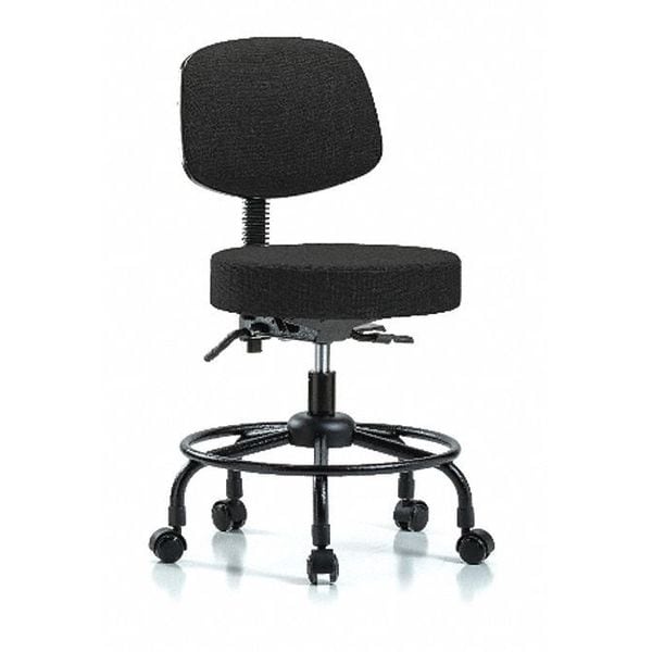 Blue Ridge Ergonomics Desk Stool, Fabric, Bk, RT, Casters, Blk - BR-FDHST-RT-T0-RC-F42