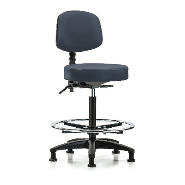 Blue Ridge Ergonomics Bench Stool, Hi, Vin, Bk, Tilt, CF, Gld, Nav - BR-VHBST-RG-T1-CF-RG-8582