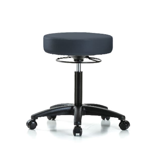 Blue Ridge Ergonomics Bench Stool, Med, Vinyl, Casters, Nav - BR-VMBSO-RG-NF-RC-8582