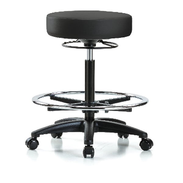 Zoro Select Bench Stool, Hi, Vinyl, CF, Casters, BLK - BR-VHBSO-RG-CF-RC-8540