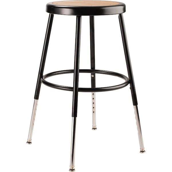 National Public Seating Round Stool, Height Range 19" to 27", Masonite Board Black - 6218H-10