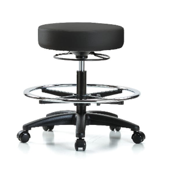 Zoro Select Bench Stool, Med, Vinyl, CF, Casters, BLK - BR-VMBSO-RG-CF-RC-8540