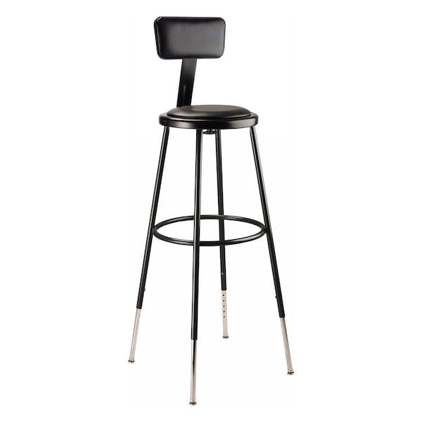 National Public Seating Blk Vinyl Stool Back, 31-39"H, Stationary - 6430HB-10