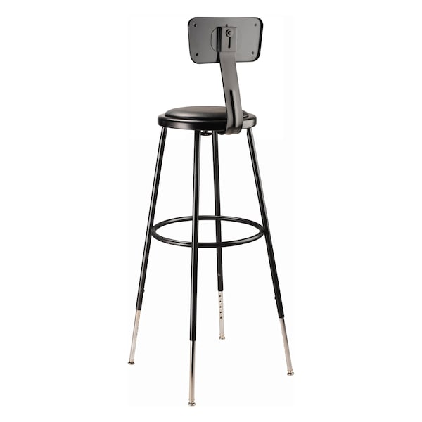 National Public Seating Blk Vinyl Stool Back, 31-39"H, Stationary - 6430HB-10