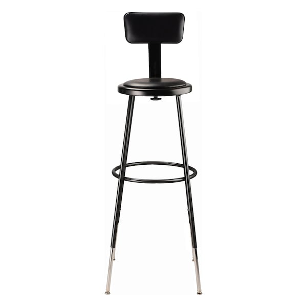 National Public Seating Blk Vinyl Stool Back, 31-39"H, Stationary - 6430HB-10
