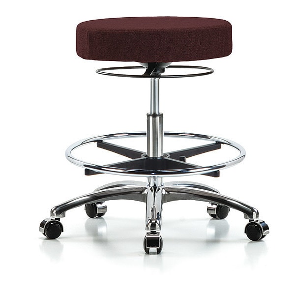Blue Ridge Ergonomics Bench Stool, Med, Fabric, Chrom, CF, Cstr, Bur - BR-FMBSO-CR-CF-CC-F41