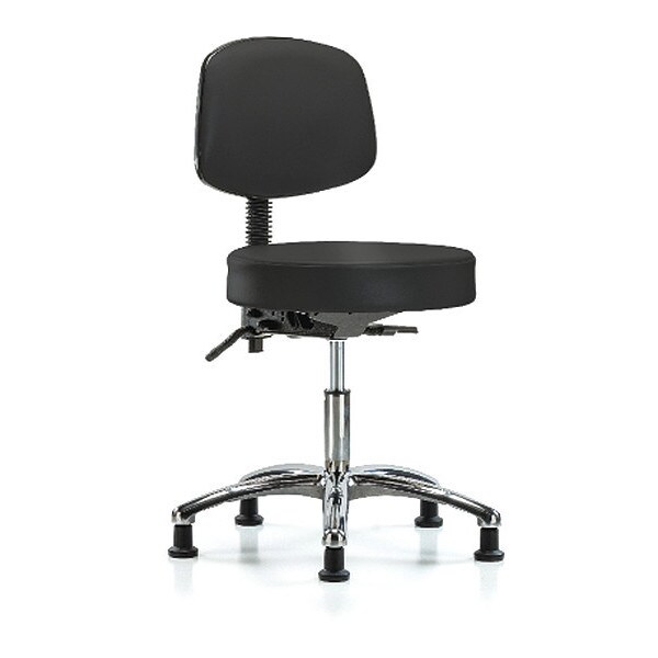 Blue Ridge Ergonomics Desk Stool, Vin, Chrome, Tilt, Glides, BLK - BR-VDHST-CR-T1-RG-8540