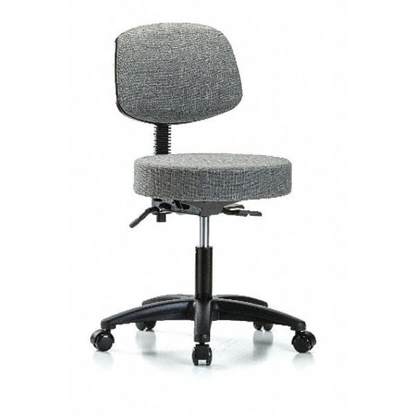 Blue Ridge Ergonomics Desk Stool, Fabric, Bk, Casters, Gry - BR-FDHST-RG-T0-RC-F44