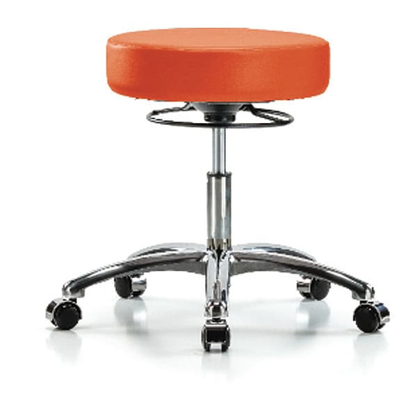 Blue Ridge Ergonomics Desk Stool, Vinyl, Chrome, Casters, Orange - BR-VDHSO-CR-CC-8613