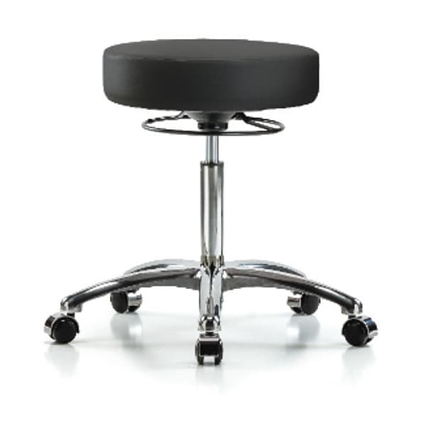 Zoro Select Bench Stool, Med, Chrom, Vinyl, Castrs, BLK - BR-VMBSO-CR-NF-CC-8540