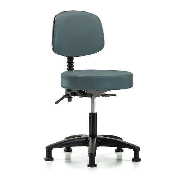Blue Ridge Ergonomics Desk Stool, Vinyl, Bk, Tilt, Glides, Blu - BR-VDHST-RG-T1-RG-8546