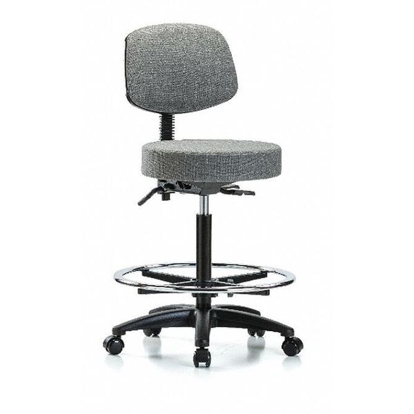 Blue Ridge Ergonomics Bench Stool, Hi, Fabric, Bk, CF, Casters, Gry, Color: Gray - BR-FHBST-RG-T0-CF-RC-F44