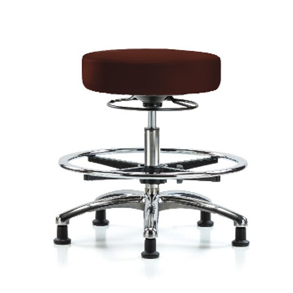 Blue Ridge Ergonomics Bench Stool, Med, Vin, Chrm, CF, Glides, Burg - BR-VMBSO-CR-CF-RG-8569