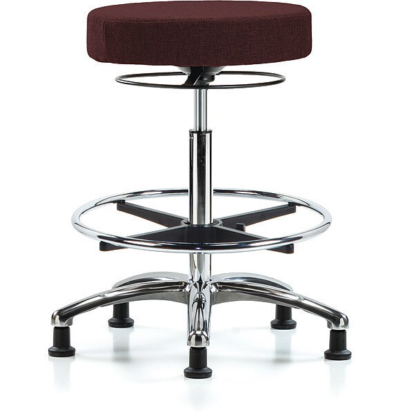 Blue Ridge Ergonomics Bench Stool, Hi, Fabric, Chrom, CF, Glids, Bur - BR-FHBSO-CR-CF-RG-F41