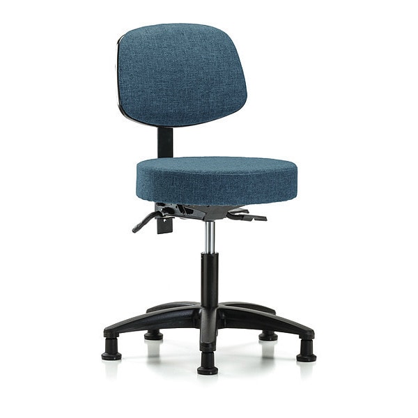 Blue Ridge Ergonomics Desk Stool, Fabric, Bk, Glides, Blu - BR-FDHST-RG-T0-RG-F43