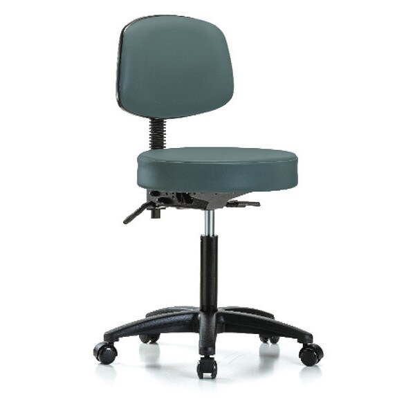 Blue Ridge Ergonomics Bench Stool, Med, Vin, Bk, Tilt, Cast, Blu - BR-VMBST-RG-T1-NF-RC-8546