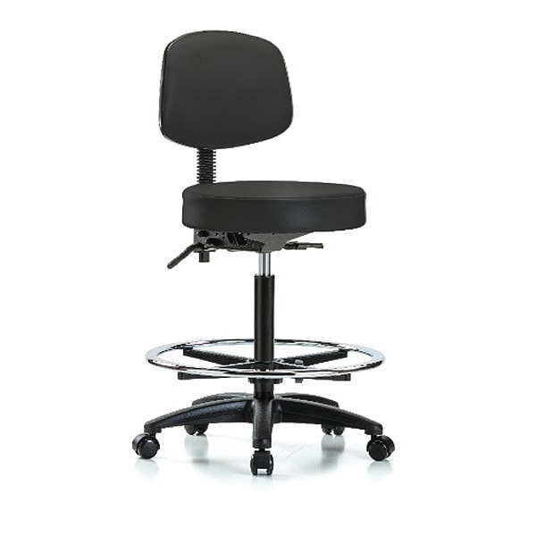 Blue Ridge Ergonomics Bench Stool, Hi, Vin, Bk, CF, Casters, BLK - BR-VHBST-RG-T0-CF-RC-8540