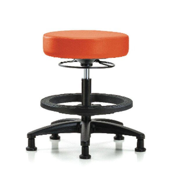 Blue Ridge Ergonomics Bench Stool, Med, Vinyl, BF, Glides, Orange - BR-VMBSO-RG-BF-RG-8613