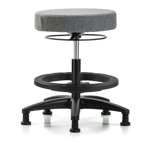 Blue Ridge Ergonomics Bench Stool, Med, Fabric, BF, Glides, Gry - BR-FMBSO-RG-BF-RG-F44