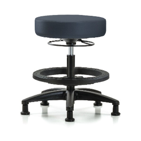 Blue Ridge Ergonomics Bench Stool, Med, Vinyl, BF, Glides, Nav - BR-VMBSO-RG-BF-RG-8582