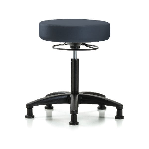 Blue Ridge Ergonomics Bench Stool, Med, Vinyl, Glides, Nav - BR-VMBSO-RG-NF-RG-8582