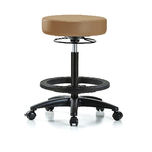 Blue Ridge Ergonomics Bench Stool, Hi, Vinyl, BF, Casters, Taupe - BR-VHBSO-RG-BF-RC-8584