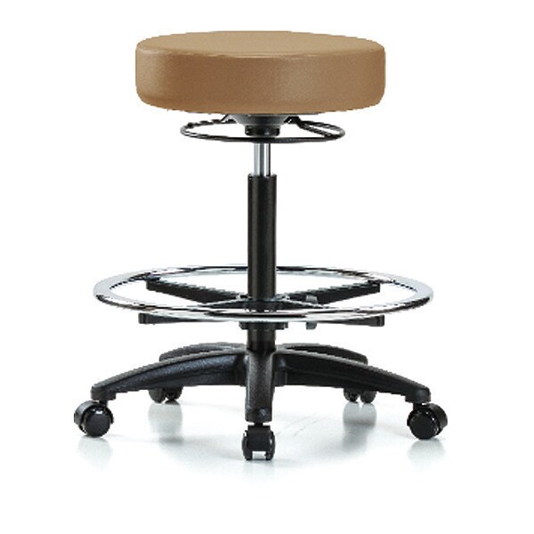 Blue Ridge Ergonomics Bench Stool, Hi, Vinyl, CF, Casters, Taupe - BR-VHBSO-RG-CF-RC-8584